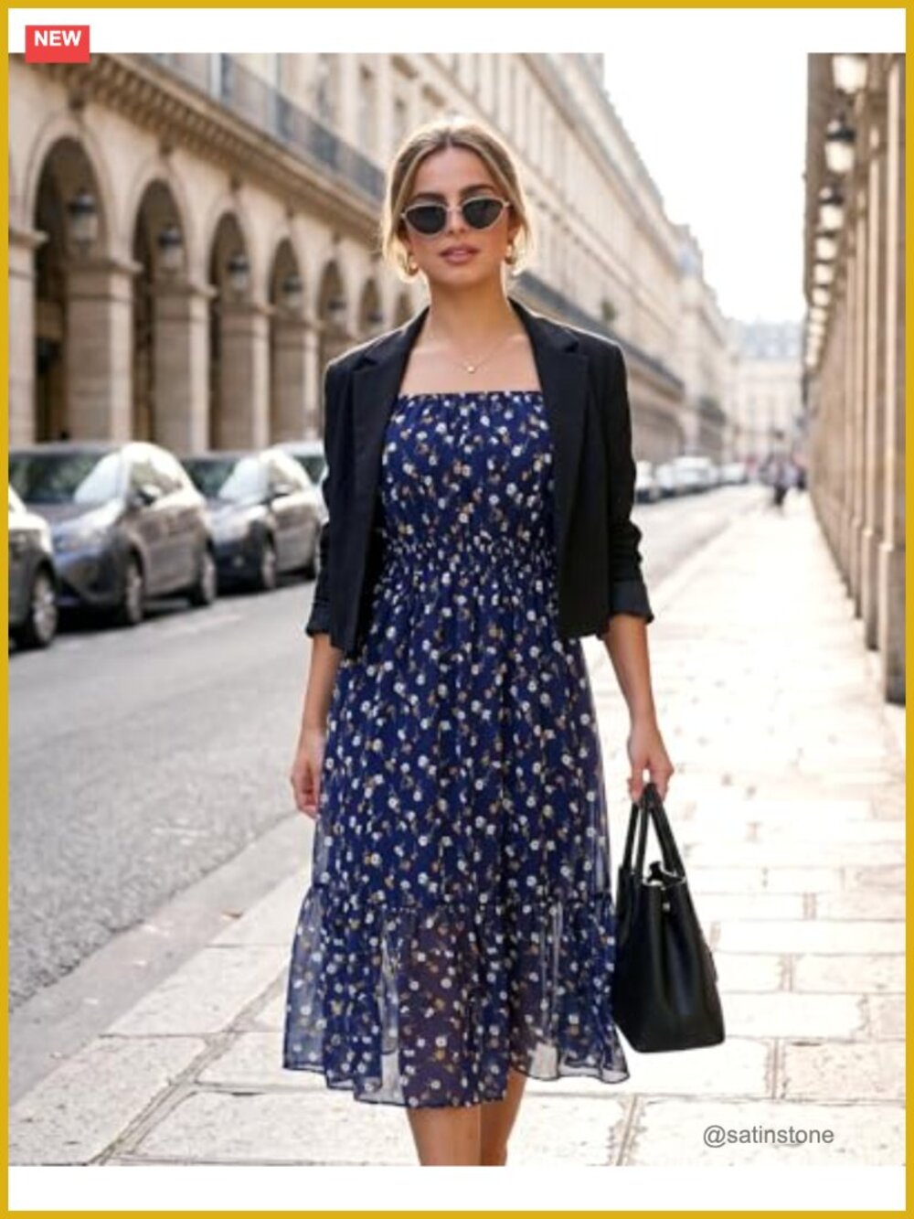 Boho Off Shoulder Midi Dress Ruffle Sleeve Smocked Waist Flowy Chiffon - Picture 4 of 5